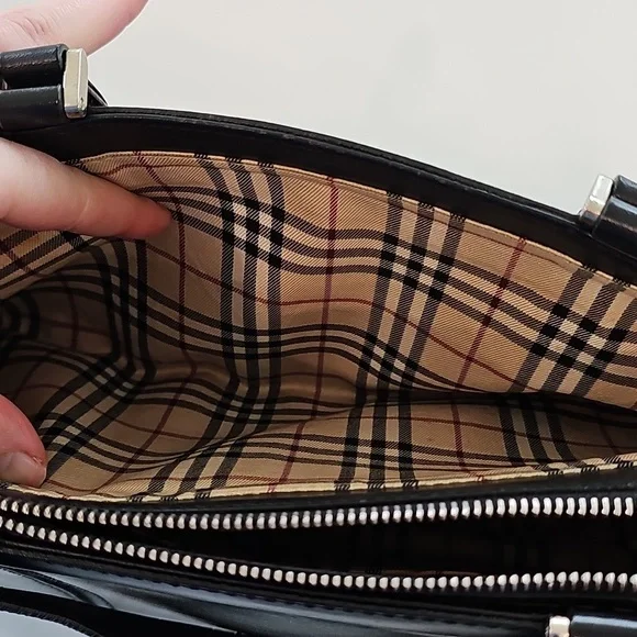 Burberry Leather Tote Bag Authentic – Classic Nova Check Side Panels & Interior - Picture 12 of 12